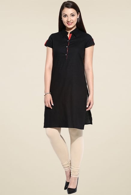 Avaana Black Cap Sleeves Long Kurta Avaana Black Cap Sleeves Long Kurta