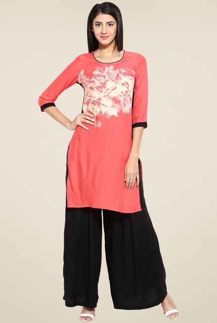 Evam Coral Rayon Long Kurta Evam Coral Rayon Long Kurta