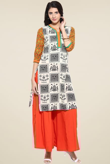 Evam Off-White Cotton Long Kurta Evam Off-White Cotton Long Kurta