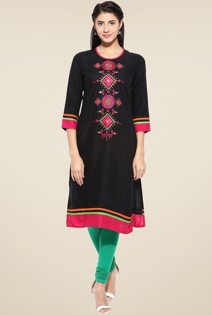 Evam Black Long Rayon Kurta Evam Black Long Rayon Kurta