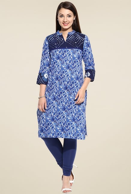 Evam Blue 3/4th Sleeves Kurta Evam Blue 3/4th Sleeves Kurta