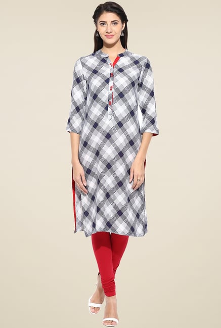 Evam Blue Rayon Straight Long Kurta Evam Blue Rayon Straight Long Kurta