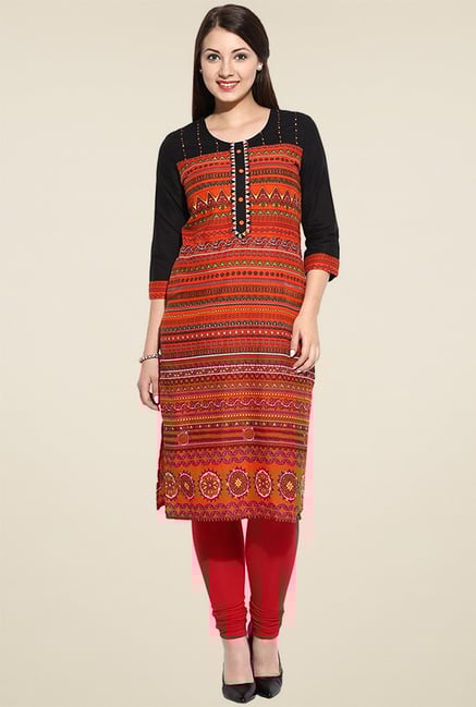 Avaana Orange Long Kurta Avaana Orange Long Kurta