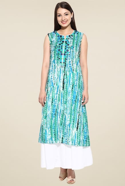 Avaana Green Sleeveless Kurta Avaana Green Sleeveless Kurta