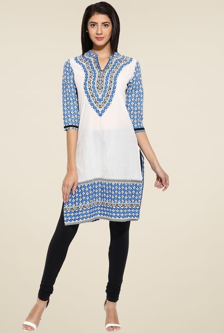 Evam Blue Cotton Long Kurta Evam Blue Cotton Long Kurta