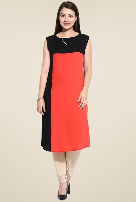 Avaana Orange Sleeveless Kurta Avaana Orange Sleeveless Kurta