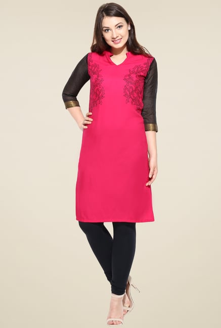 Avaana Fuchsia Printed Rayon Kurta Avaana Fuchsia Printed Rayon Kurta