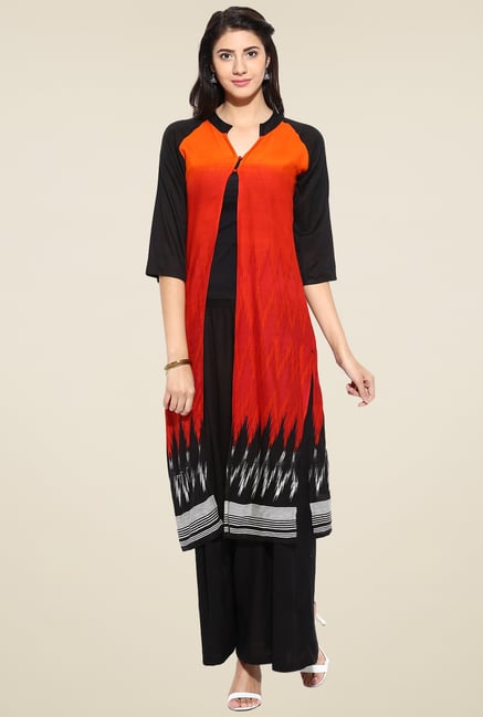Evam Red Rayon Long Kurta Evam Red Rayon Long Kurta