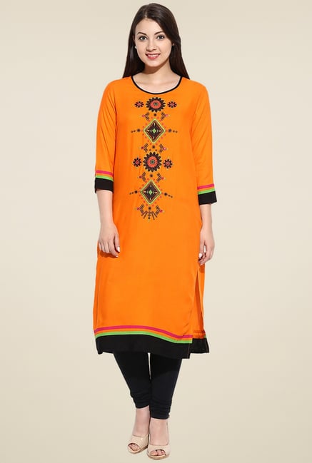 Evam Orange Embroidered Kurta Evam Orange Embroidered Kurta
