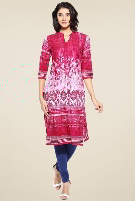 Evam Red Rayon Printed Long Kurta Evam Red Rayon Printed Long Kurta