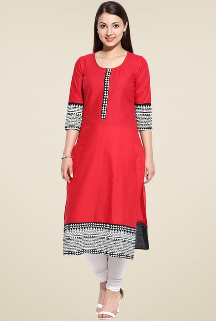 Evam Red Printed Long Kurta Evam Red Printed Long Kurta