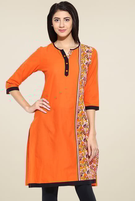 Evam Orange Cotton Long Kurta Evam Orange Cotton Long Kurta