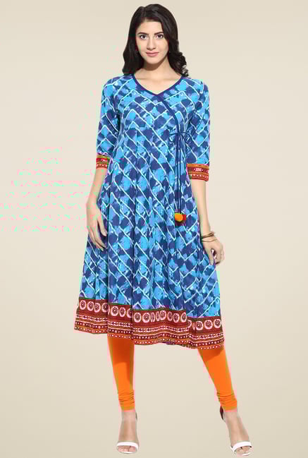 Evam Blue Cotton Anarkali Kurta Evam Blue Cotton Anarkali Kurta