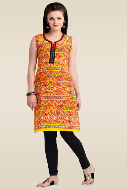 Zola Orange Sleeveless Kurti Zola Orange Sleeveless Kurti