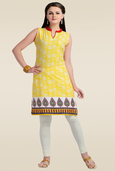 Zola Yellow Printed Cotton Kurti Zola Yellow Printed Cotton Kurti