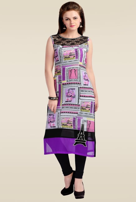 Zola Purple Synthetic Kurti Zola Purple Synthetic Kurti