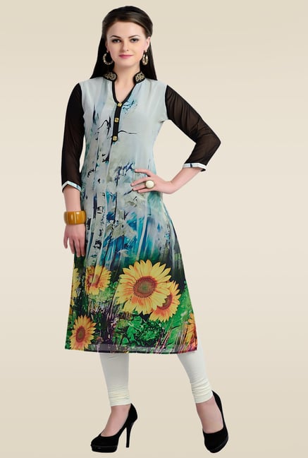Zola Grey Synthetic Kurti Zola Grey Synthetic Kurti