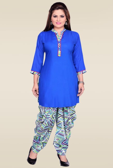 Zola Blue 3/4th Sleeves Kurta with Patiyala Zola Blue 3/4th Sleeves Kurta with Patiyala