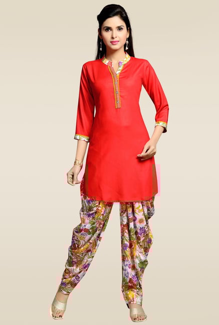 Zola Red Kurta with Multicolor Patiyala Zola Red Kurta with Multicolor Patiyala