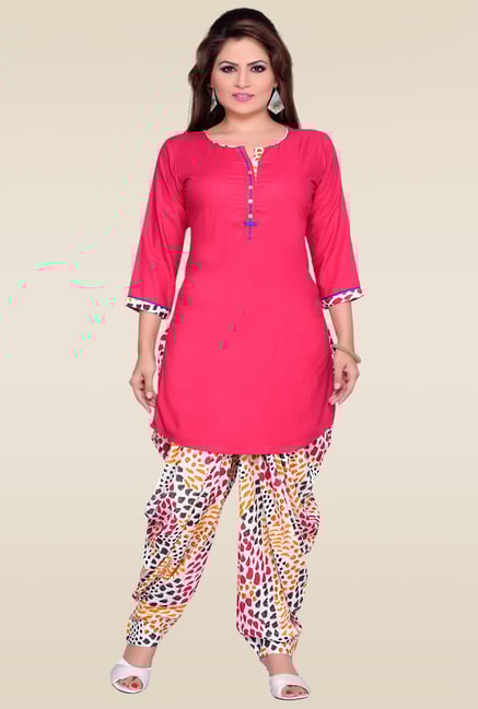 Zola Pink Kurta with Multicolor Printed Patiyala Zola Pink Kurta with Multicolor Printed Patiyala
