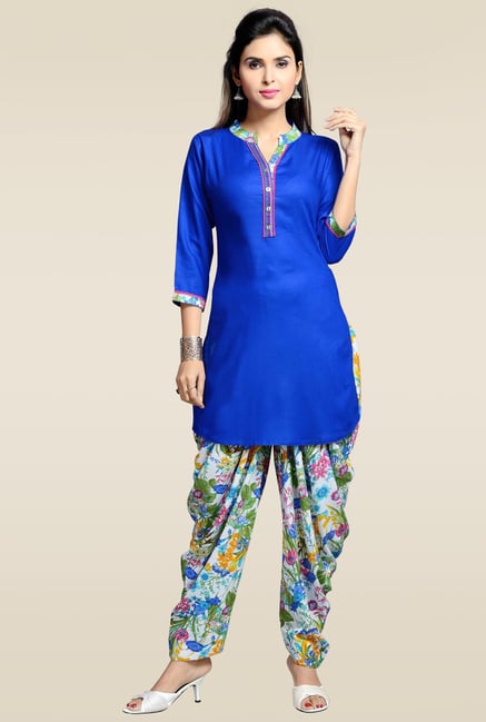 Zola Royal Blue 3/4th Sleeves Kurta with Patiyala Zola Royal Blue 3/4th Sleeves Kurta with Patiyala