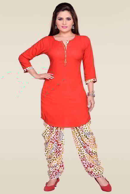 Zola Red Kurta with Multicolor Printed Patiyala Zola Red Kurta with Multicolor Printed Patiyala