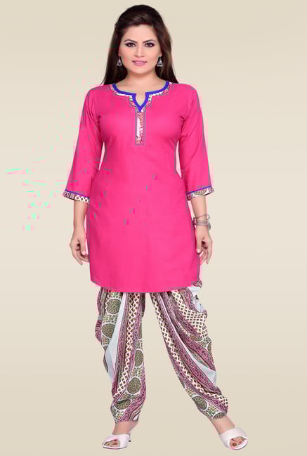 Zola Pink 3/4th Sleeves Kurta with Patiyala Zola Pink 3/4th Sleeves Kurta with Patiyala