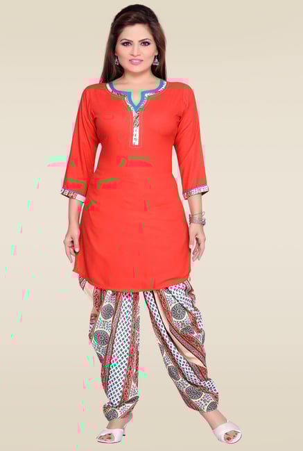 Zola Red 3/4th Sleeves Kurta with Patiyala Zola Red 3/4th Sleeves Kurta with Patiyala