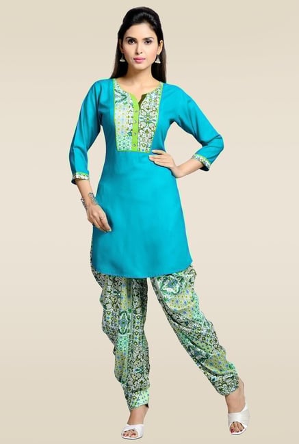 Zola Aqua Blue Kurta with Patiyala Zola Aqua Blue Kurta with Patiyala