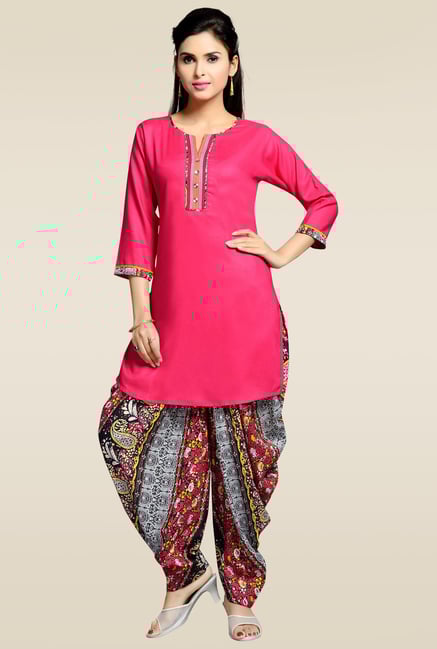 Zola Dark Pink 3/4th Sleeves Kurta with Patiyala Zola Dark Pink 3/4th Sleeves Kurta with Patiyala