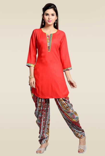 Zola Red Kurta with Patiyala Zola Red Kurta with Patiyala