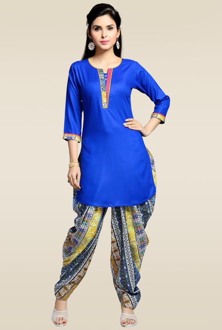 Zola Royal Blue Kurta with Multicolor Patiyala Zola Royal Blue Kurta with Multicolor Patiyala