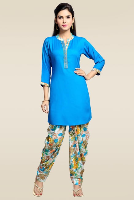 Zola Blue Kurta with Multicolor Patiyala Zola Blue Kurta with Multicolor Patiyala