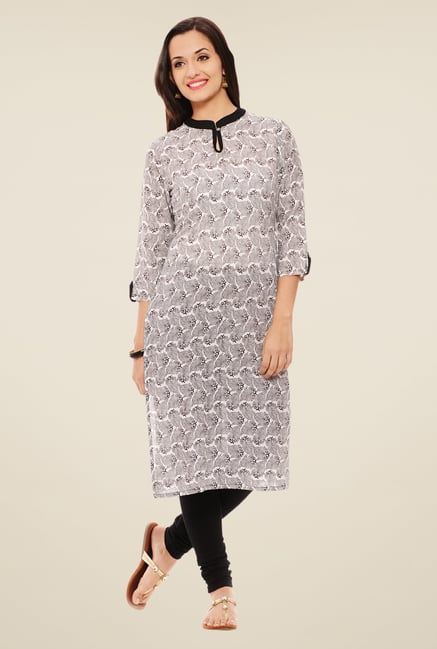 Rigo Off White & Black Printed Kurta Rigo Off White & Black Printed Kurta