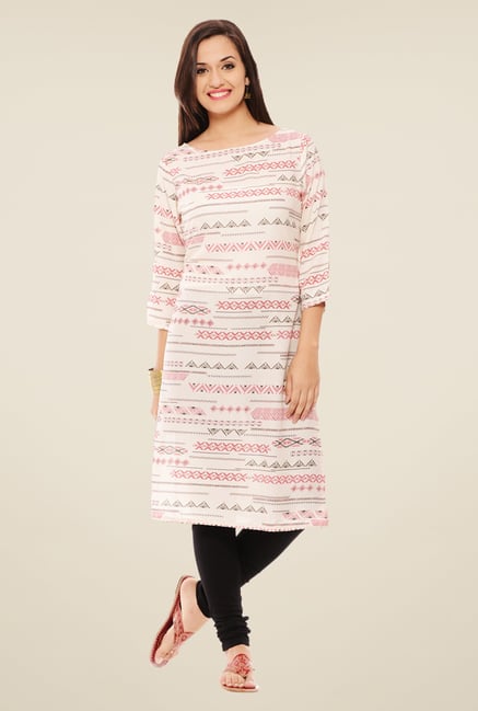 Rigo Off White Printed Kurta Rigo Off White Printed Kurta