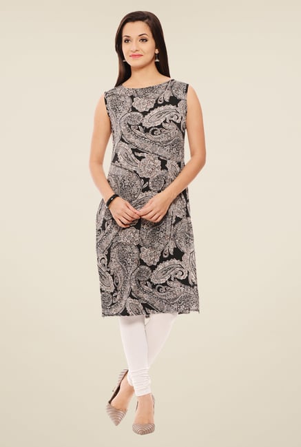 Rigo Black & Beige Printed Kurti Rigo Black & Beige Printed Kurti