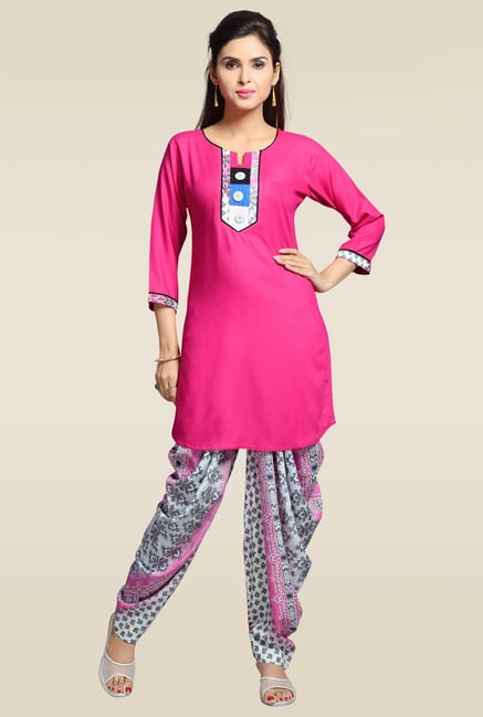 Zola Pink Kurta with Printed Patiyala Zola Pink Kurta with Printed Patiyala