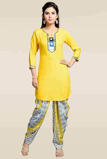 Zola Yellow Kurta with Printed Patiyala Zola Yellow Kurta with Printed Patiyala