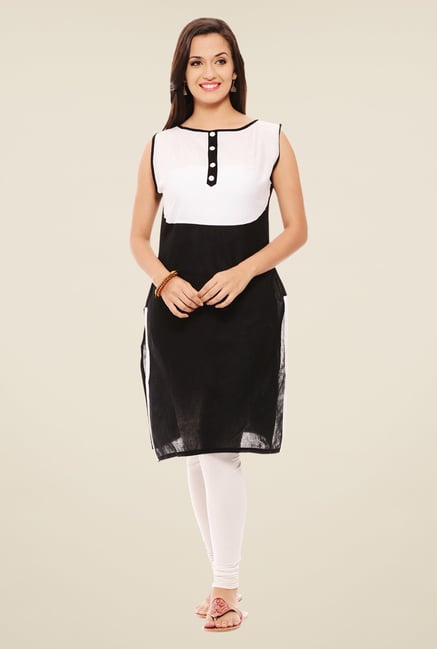 Rigo Black & Off White Solid Kurti Rigo Black & Off White Solid Kurti