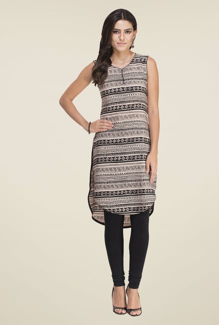 Rigo Beige & Black Printed Kurti Rigo Beige & Black Printed Kurti