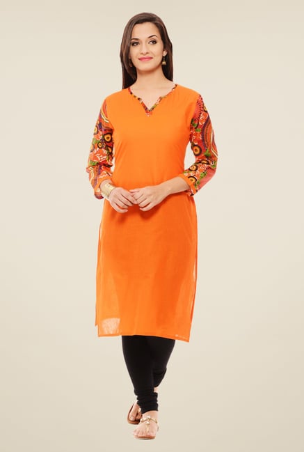 Rigo Orange Solid Kurta Rigo Orange Solid Kurta