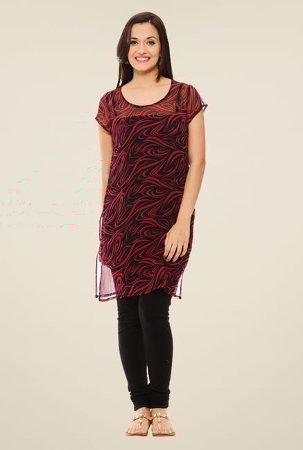 Rigo Pink & Black Printed Kurti Rigo Pink & Black Printed Kurti