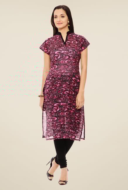 Rigo Pink & Black Printed Kurta Rigo Pink & Black Printed Kurta