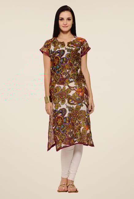 Rigo Wine & White Printed Kurta Rigo Wine & White Printed Kurta