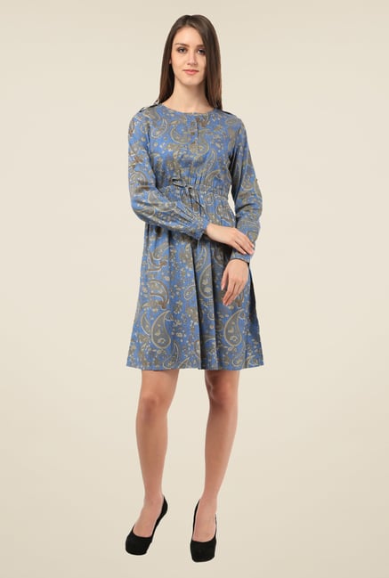 Meee Blue Printed Dress Meee Blue Printed Dress