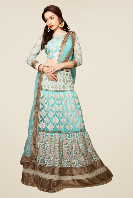 Aasvaa Turquoise Embroidered Lehenga Choli Set Aasvaa Turquoise Embroidered Lehenga Choli Set