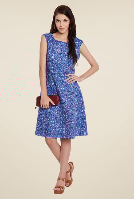 Meee Blue Printed Dress Meee Blue Printed Dress