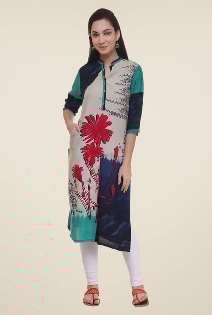 Shree Magenta & Beige Floral Print Kurta Shree Magenta & Beige Floral Print Kurta