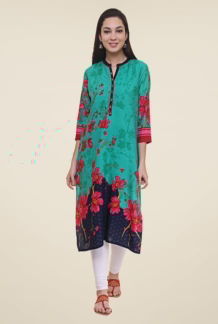 Shree Teal Floral Print Kurta Shree Teal Floral Print Kurta