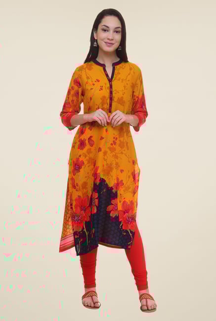Shree Mustard Floral Print Kurta Shree Mustard Floral Print Kurta